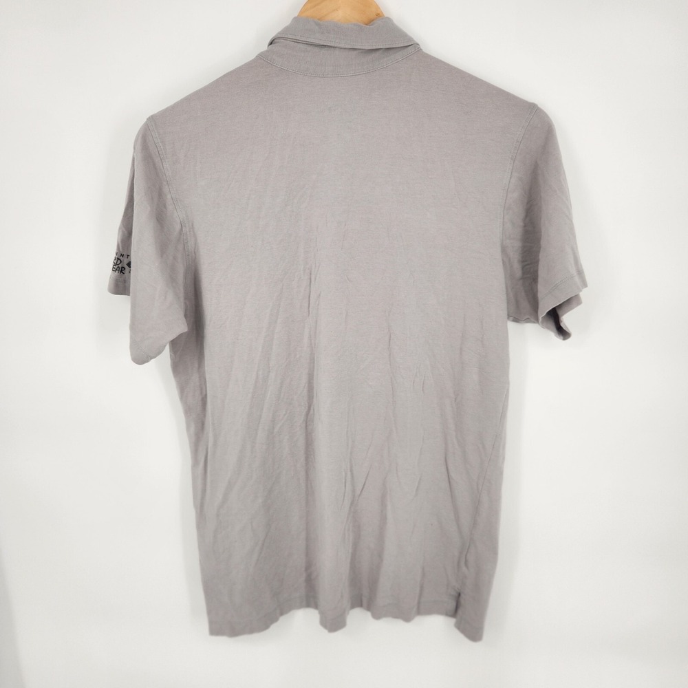 Mountain Hardwear Striped Polo Shirt Mens S Gray Short Sleeve Logo Cotton Blend - Picture 3 of 8